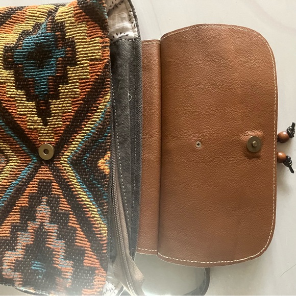 Myra Bag THE ARIZONA backpack purse upcycled leather hair on canvas - Picture 8 of 11